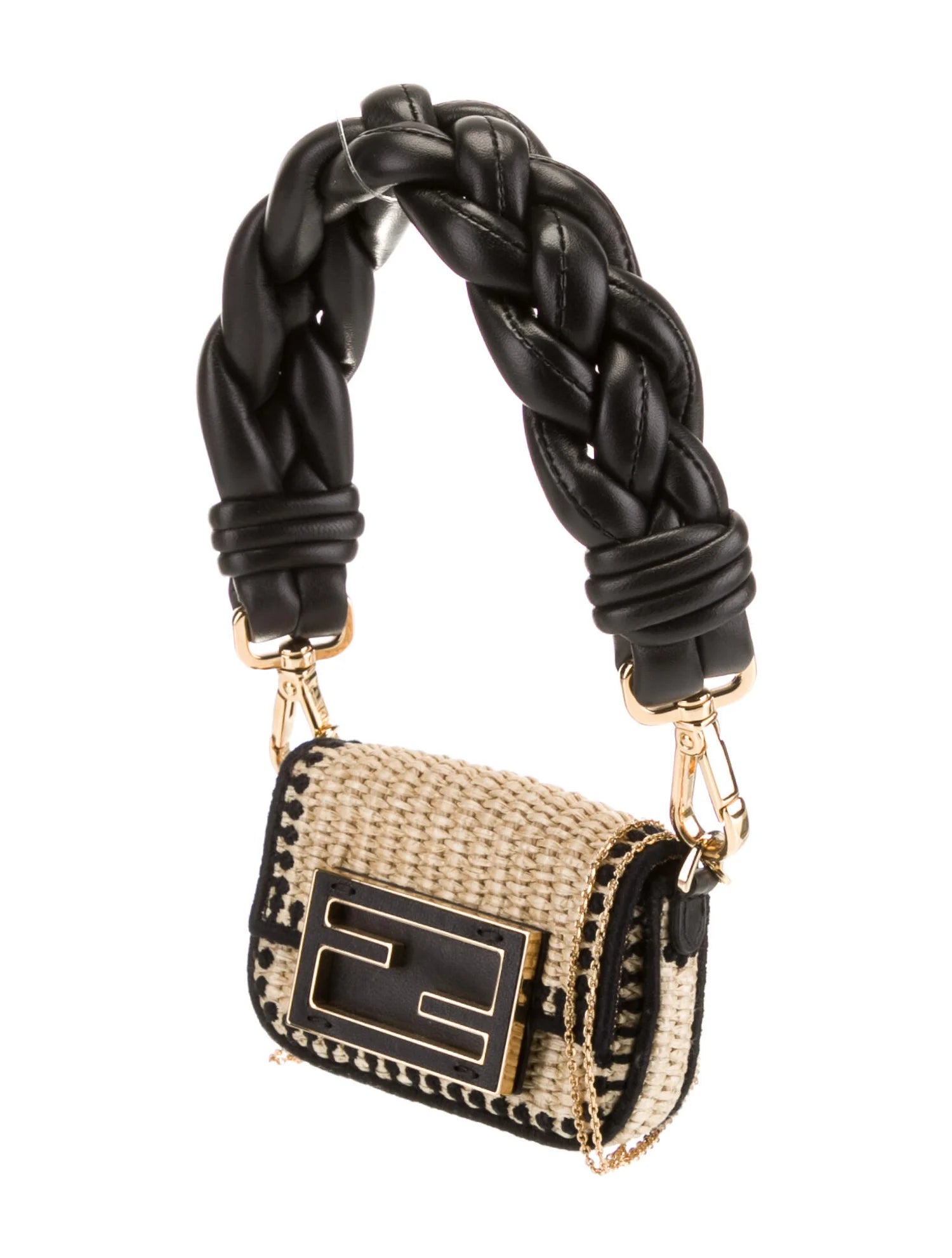 Fendi Raffia Nano Baguette Handle Charm