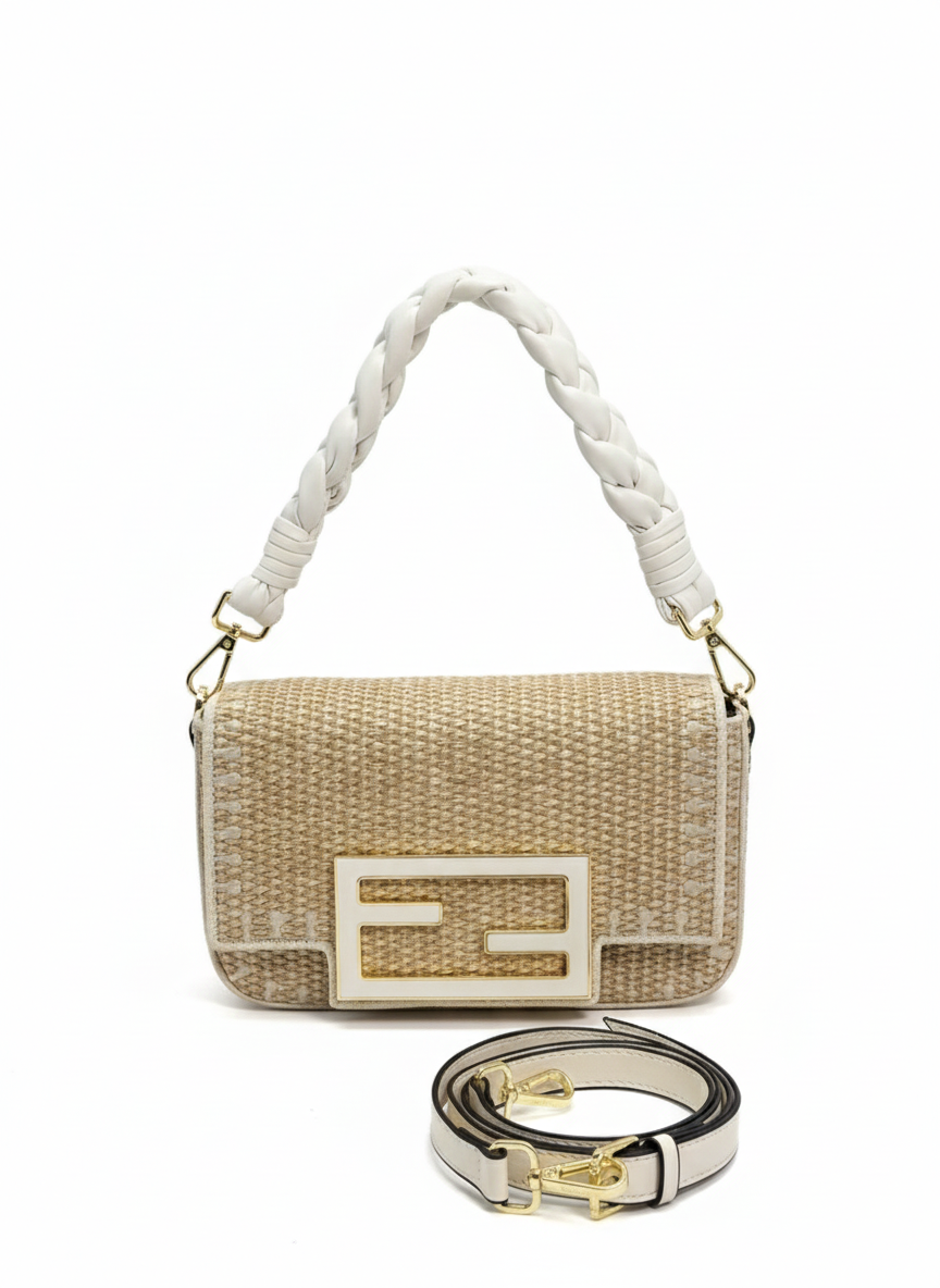Fendi Raffia Nano Baguette Handle Charm