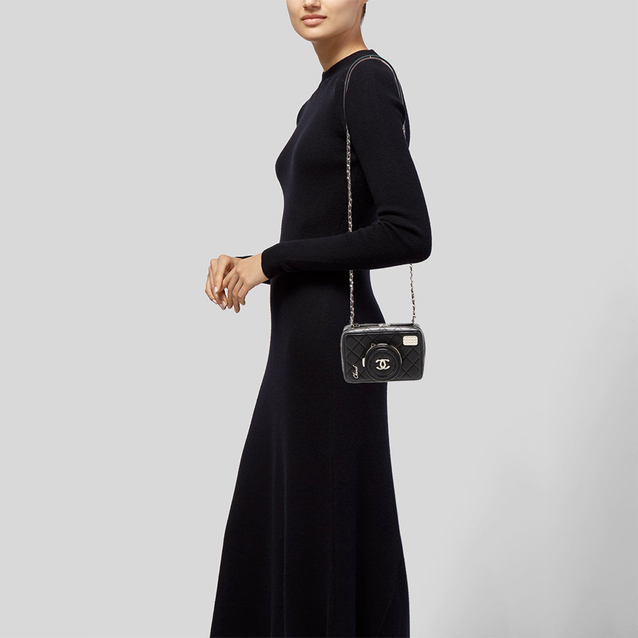 Chanel  Lambskin Quilted Coco Click Bag Black