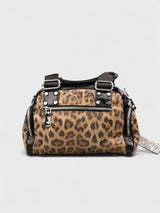 SUSHILAN Leopard Print and Black Glitter Handbag