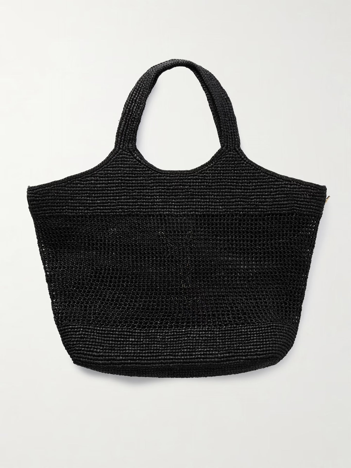 SAINT LAURENT Icare maxi embellished leather-trimmed raffia tote